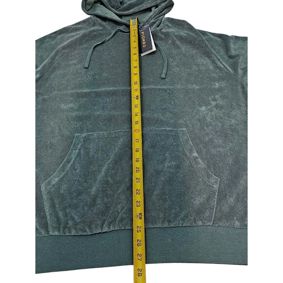 Mens 2XL Terry Cloth Hoodie Green Pullover Towel Sweatshirt Piombo Cozy Lounge - Picture 10 of 16